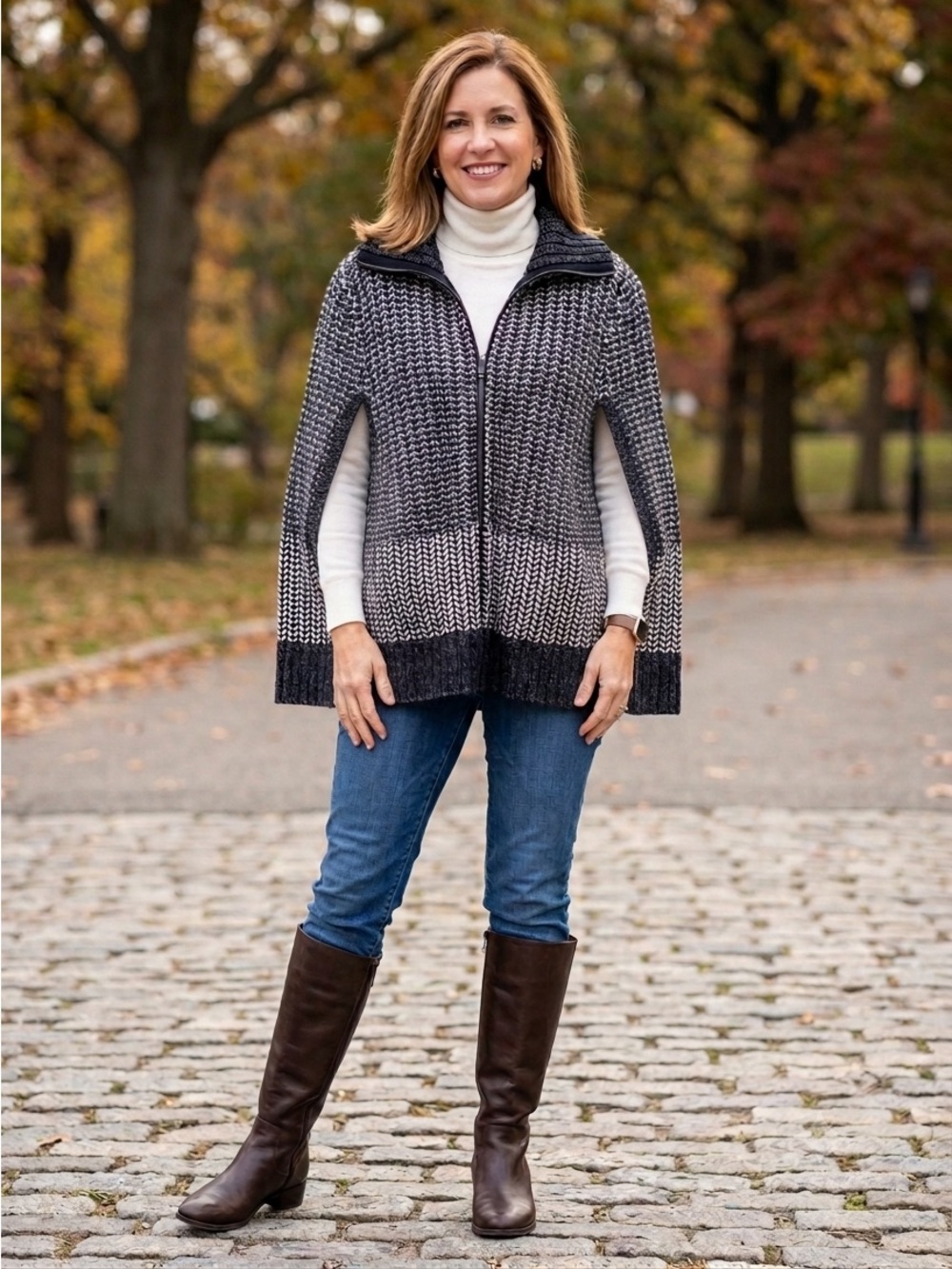 DKNY Jeans Knit Capelette Poncho